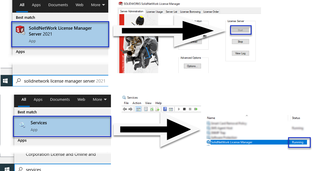 do solidworks offline if given/server node